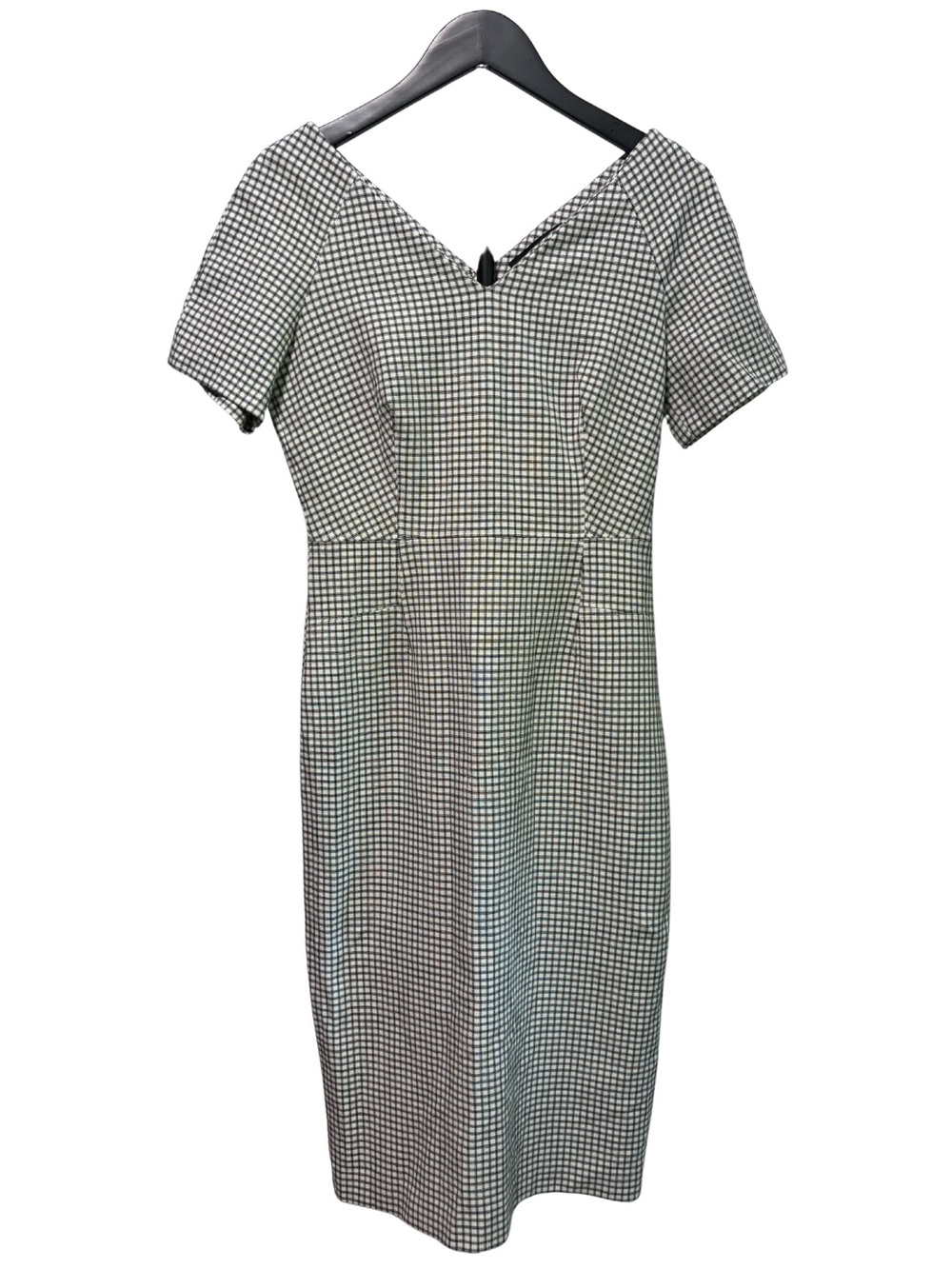 Banana Republic Plaid Cap Sleeved V-Neck Tailored Sheath Midi Dress